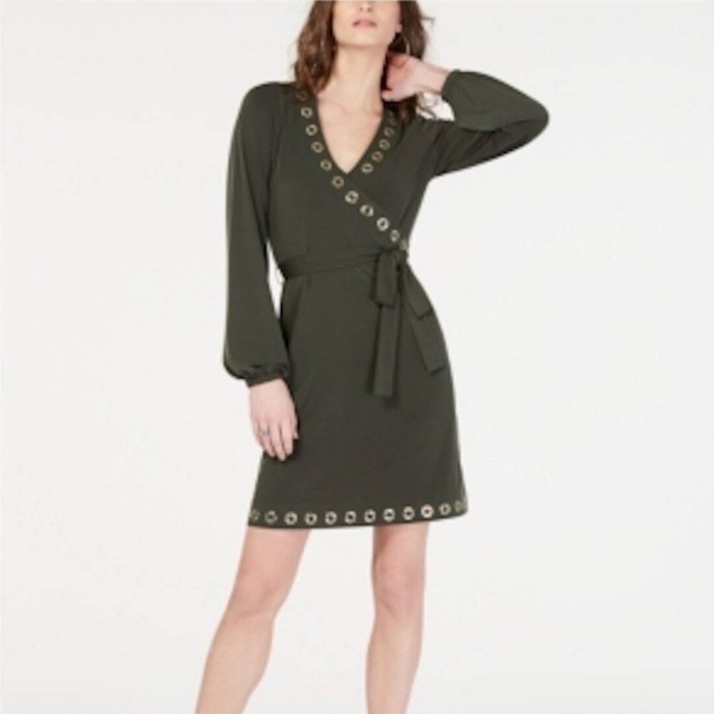 MICHAEL KORS GROMMET TRIMMED WRAP DRESS - Picture 9 of 9